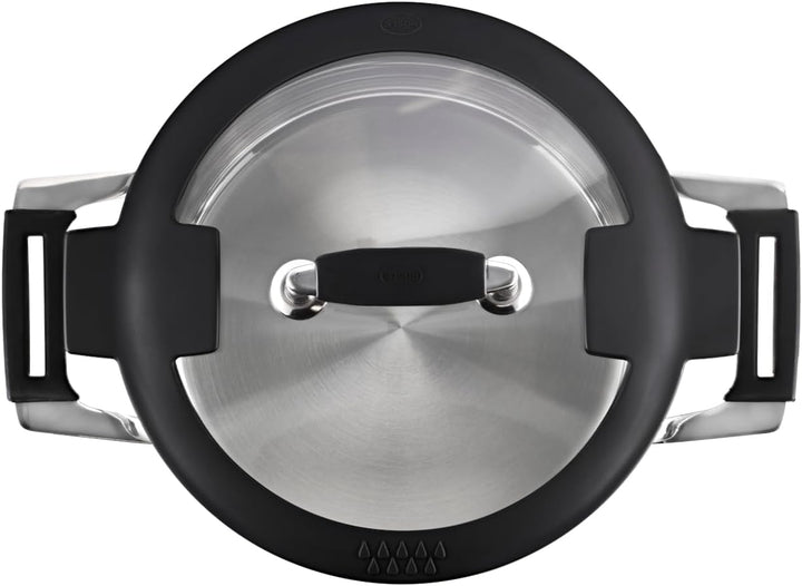 RÖSLE SILENCE PRO Kochtopf, Hochwertiger Universaltopf aus Edelstahl 18/10, 24 cm, Glasdeckel, Innen