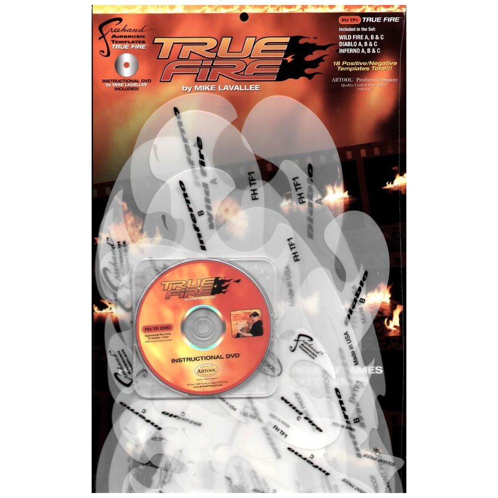 Artool - Airbrush Schablone - True Fire - 9er Set - Mit DVD True Fire Schablonen-Set Standardverpack