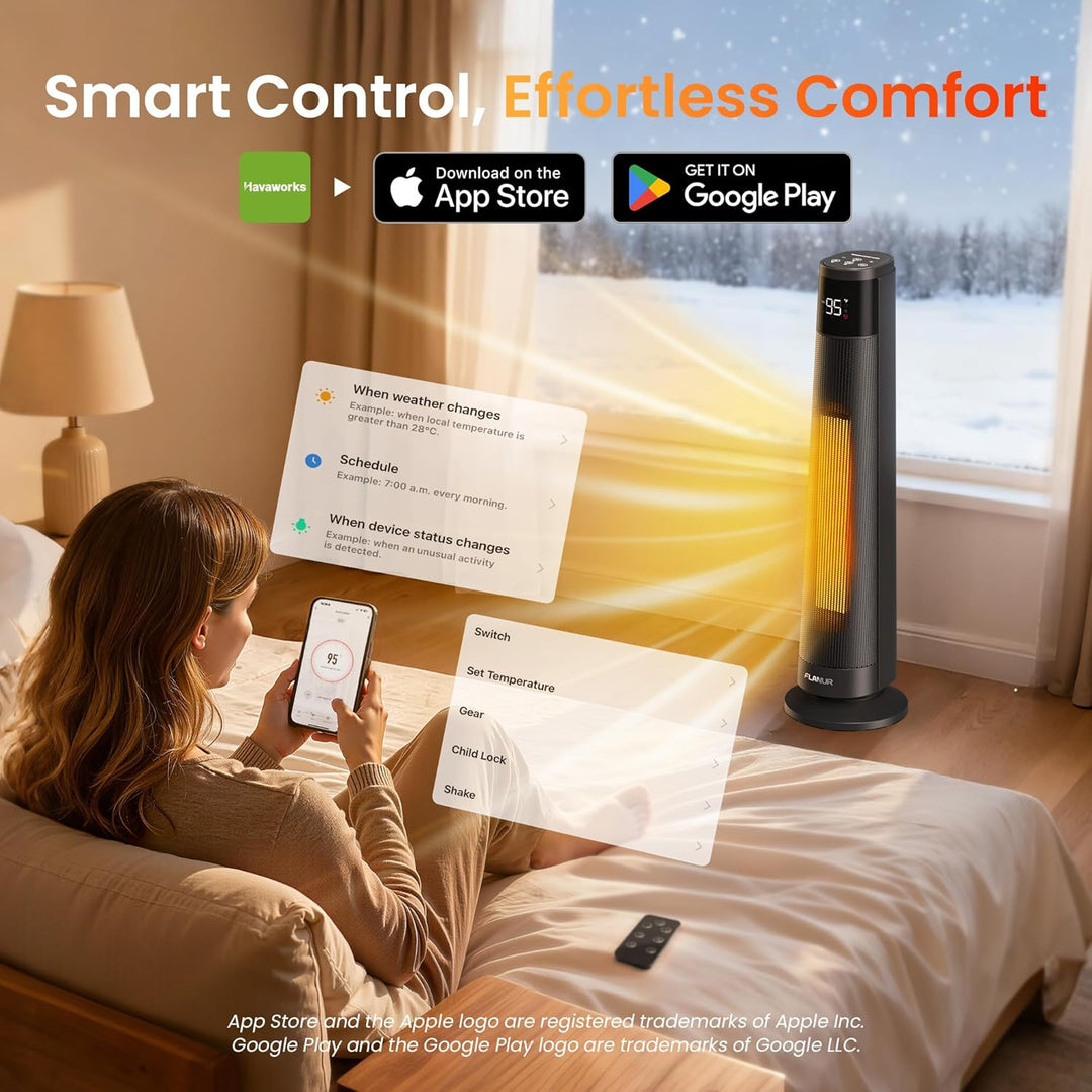 FLANUR Heizlüfter Energiesparend, 2000W PTC Keramik Heizlüfter Leise, Elektroheizung mit Thermostat