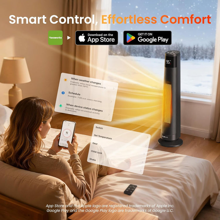 FLANUR Heizlüfter Energiesparend, 2000W PTC Keramik Heizlüfter Leise, Elektroheizung mit Thermostat