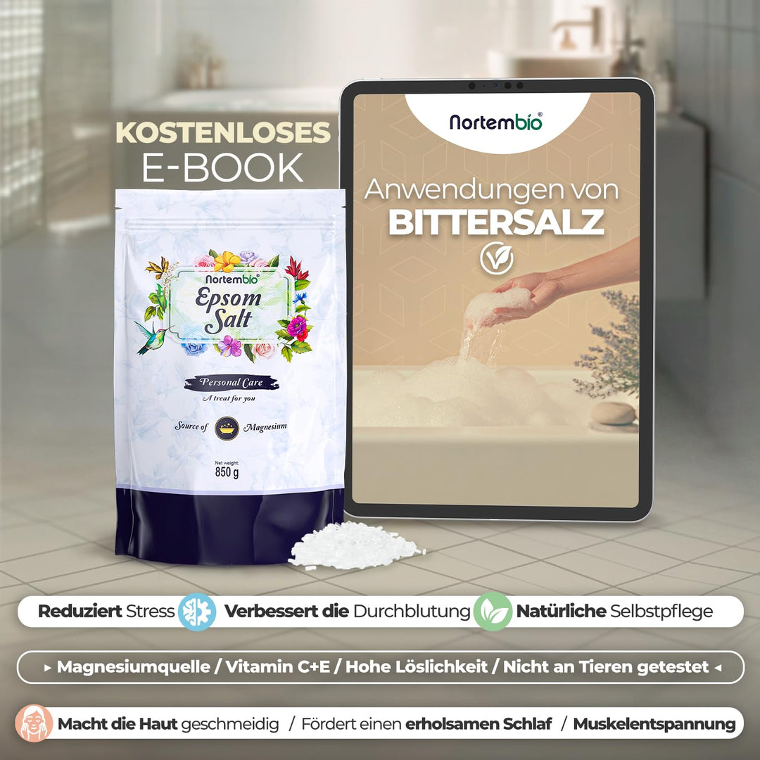 Nortembio Epsom Salz 4x6 Kg. Konzentrierte Quelle von Natürlichem Magnesium. 100% Reines Badesalz, K
