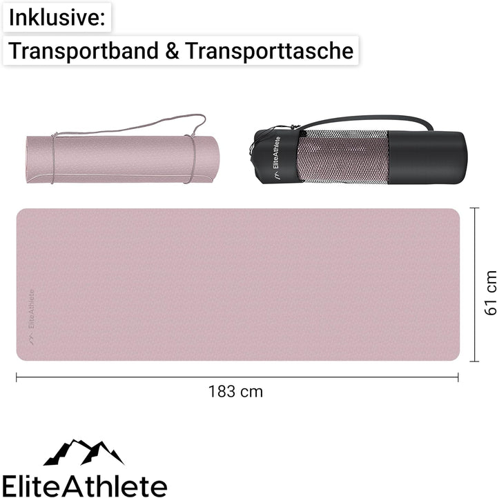 EliteAthlete Yogamatte - Sportmatte - Fitnessmatte - Gymnastikmatte gepolstert &amp; rutschfest für Fitn