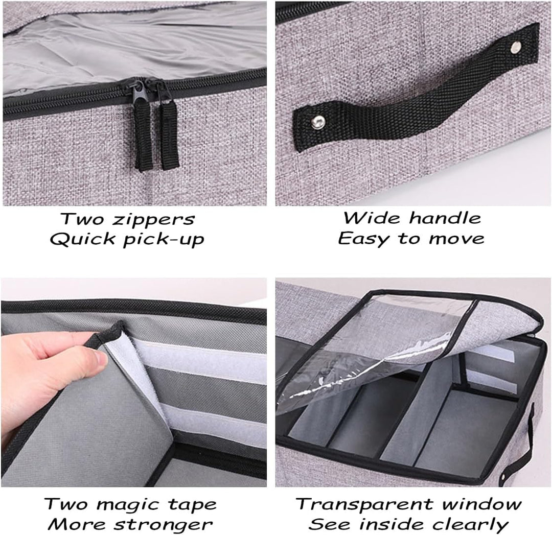 AARAINBOW Stoff Unterbettkommode mit Verstellbaren Zellen, Unterbett Schuhe Aufbewahrungsbox mit Dec