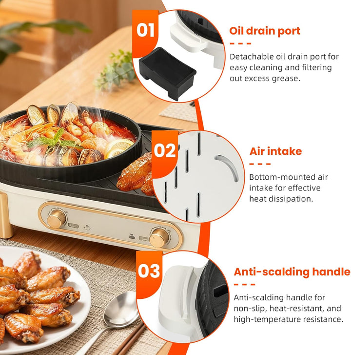 Elektrischer Hot Pot Mit Grill, 2 In 1-Elektrogrill-Hot Pot, Chinesischer Topfkocher, 220 V, 1700 W,