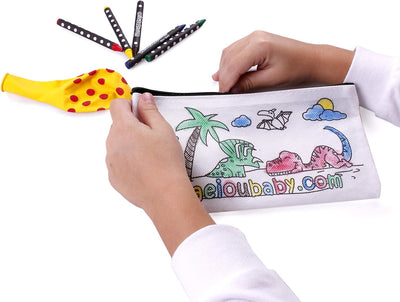 aeioubaby.com 25 Federmäppchen zum Ausmalen + Wiederverwendbare Tasche | 25 einzelne Taschen mit 5 b