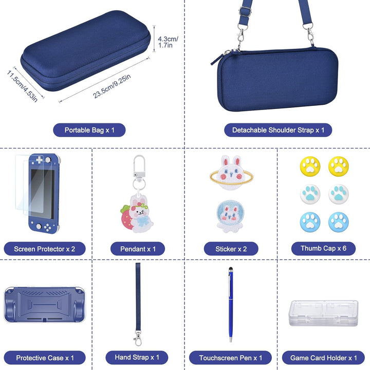 innoAura Switch Lite Tasche 17 in 1 Switch Lite Zubehör mit Switch Lite Hülle, Switch Spiele Aufbewa