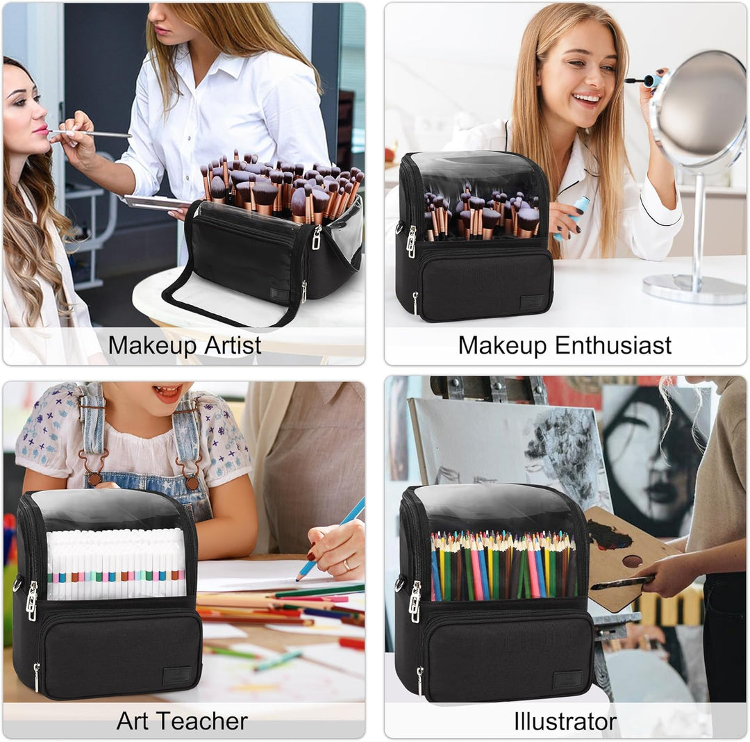 Relavel Kosmetikpinseltasche Extra Gross - Stehhaltende & Faltbare Kosmetiktasche für Reise & Heimge