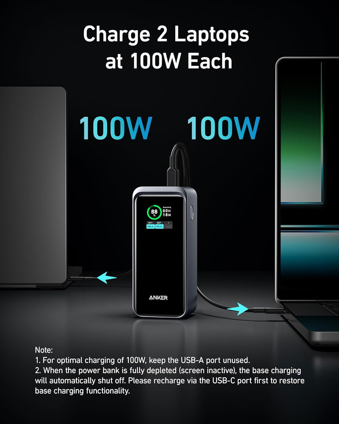 Anker Prime Powerbank, 20.000mAh externer Akku mit 200W Leistung, Digitales Display, 2X USB-C und 1x