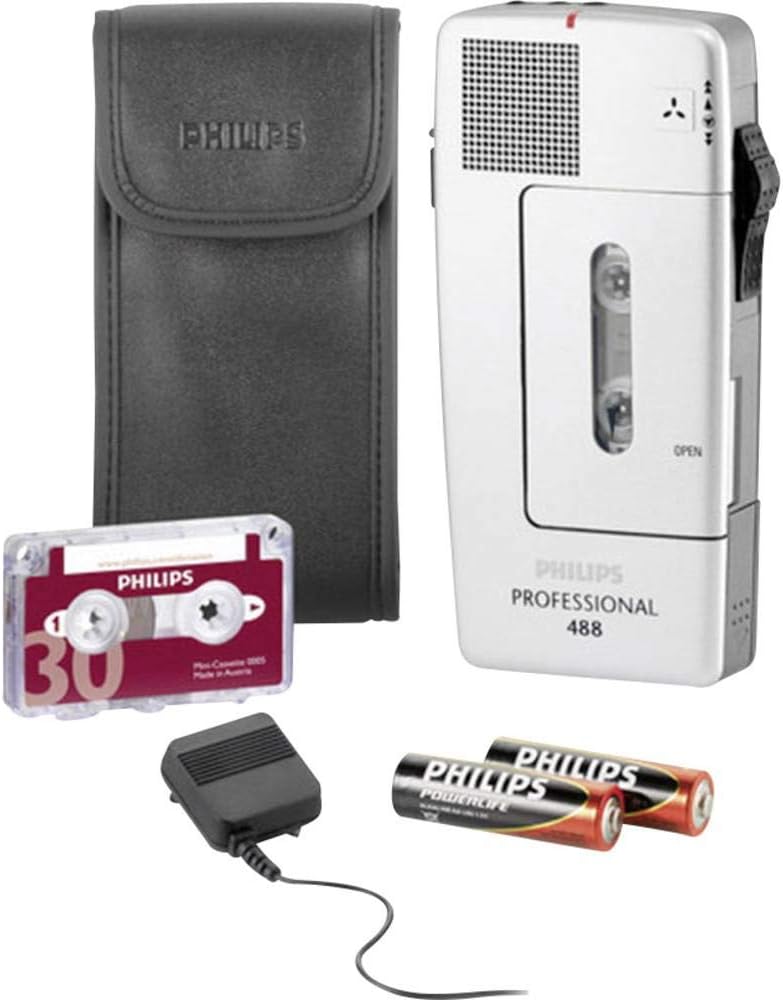 Philips Pocket Memo LFH0488 Analoges Mini-Kassetten Diktiergerät (Schiebeschalter, wählbare Mikrofon