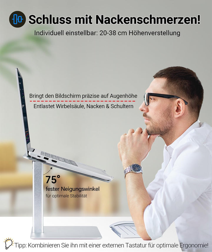supamir Laptop Ständer Höhenverstellbar, Laptopständer für Schreibtisch, Stehen möglich, DJ Laptop S