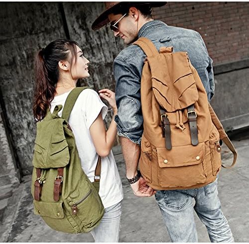Yimidear Canvas Rucksack, Herren Damen Vintage Rucksäcke Retro Schulrucksack Wanderrucksack Reisetas