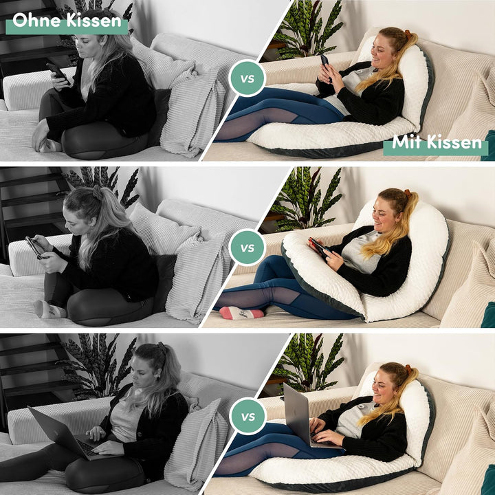 hugnaps Lesekissen für Bett und Sofa - Rückenkissen - Komfortkissen Erwachsene - Reading Pillow - Zw