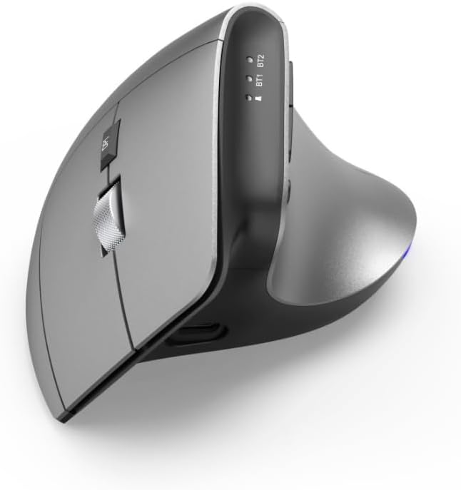Hama ergonomische Maus „EMW-700“, 2,4 GHz + 2x BT 4.2 (Vertikalmaus kabellos für drei Geräte, Hochka