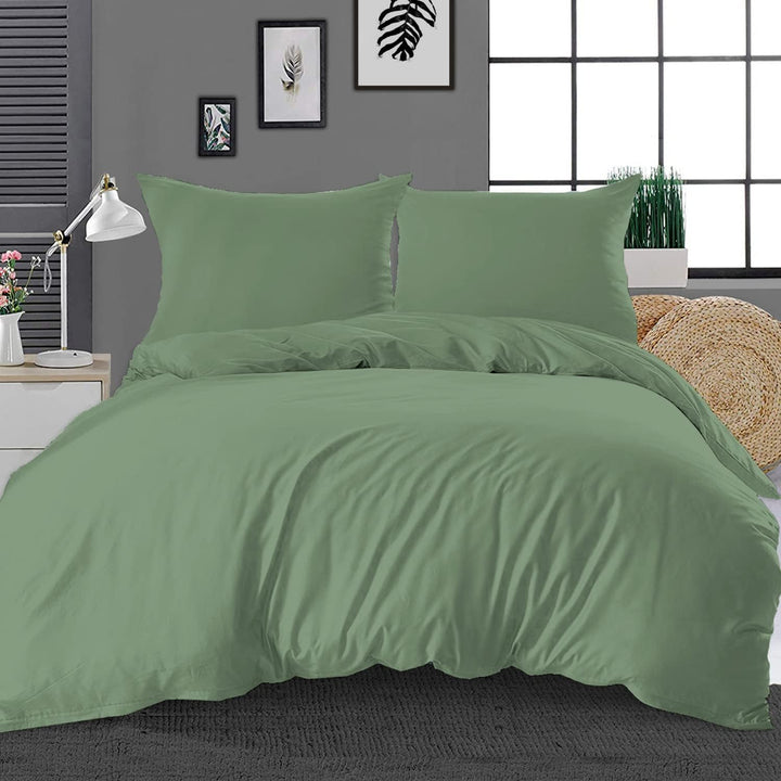 Pizuna 400 Draaddichtheid Katoen 2 Persoons As Groen Dekbedovertrek 240x220 cm + 60x70 cm 100% Katoe