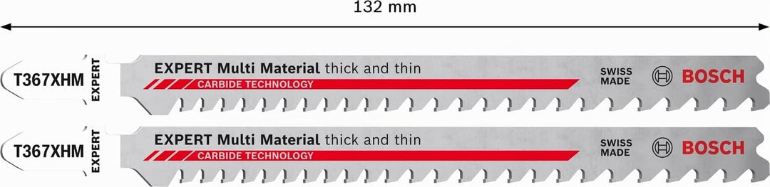 Bosch 2x EXPERT ‘Multi Material‘ T 367 XHM Stichsägeblatt (für Zäher Stahl, Aluminium, Holz mit Meta