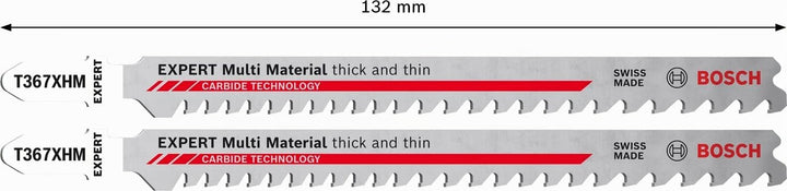 Bosch 2x EXPERT ‘Multi Material‘ T 367 XHM Stichsägeblatt (für Zäher Stahl, Aluminium, Holz mit Meta