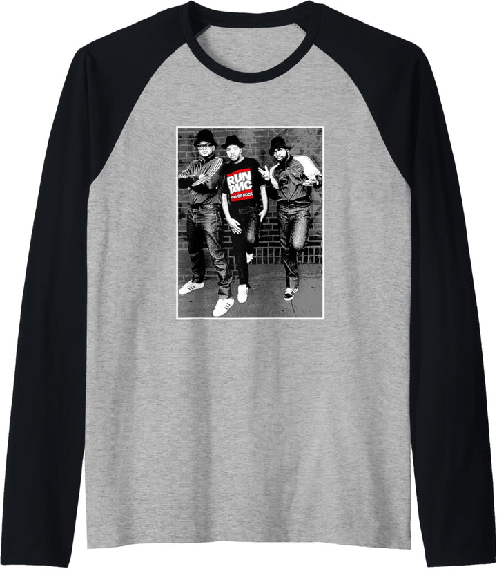 RUN DMC Black and White Brick Raglan