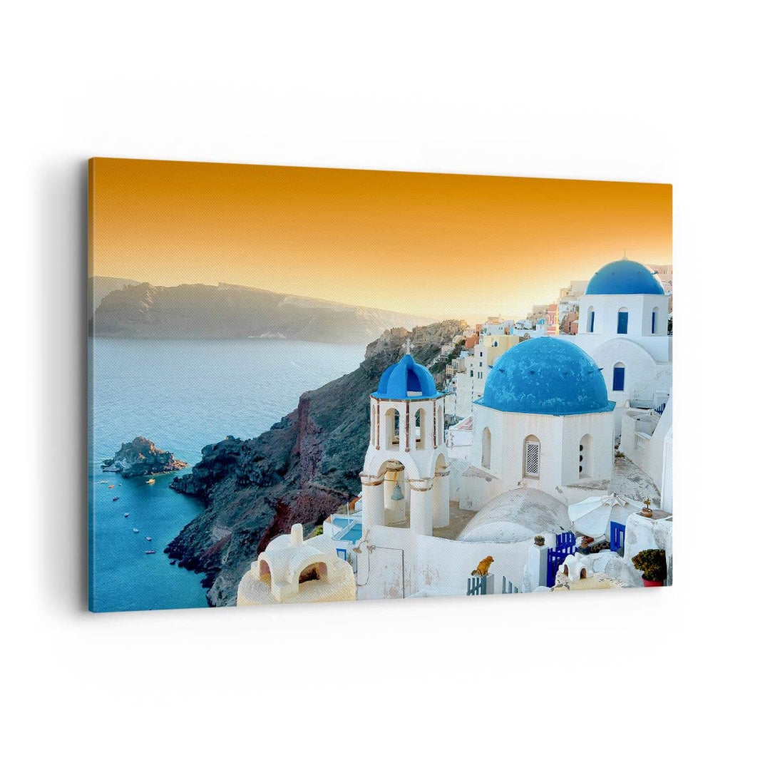 Bilder auf Leinwand 100x70cm Leinwandbild Santorini Griechenland Urlaub Insel Gross Wanddeko Bild Sc