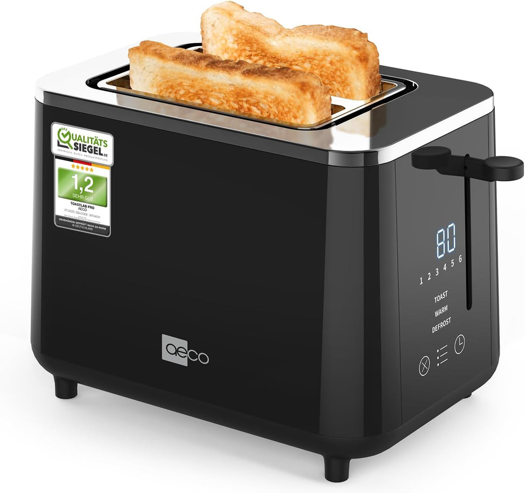 aeco toastlab PRO Toaster 2 Scheiben mit LED-Touch - extra breite Schlitze, 6 Stufen, Brotzentrierun