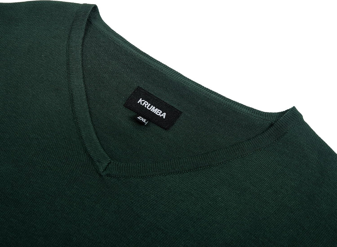 Krumba Herren Baumwolle Übergross V-Ausschnitt Klassik Pullover 3XL Grün, 3XL Grün