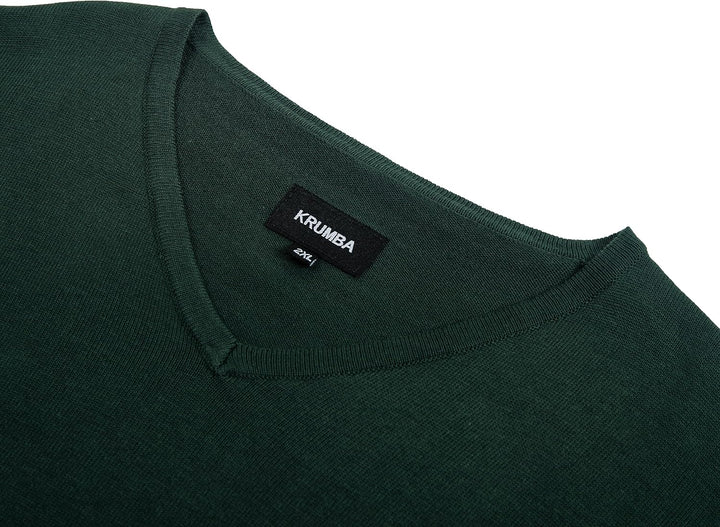 Krumba Herren Baumwolle Übergross V-Ausschnitt Klassik Pullover 3XL Grün, 3XL Grün