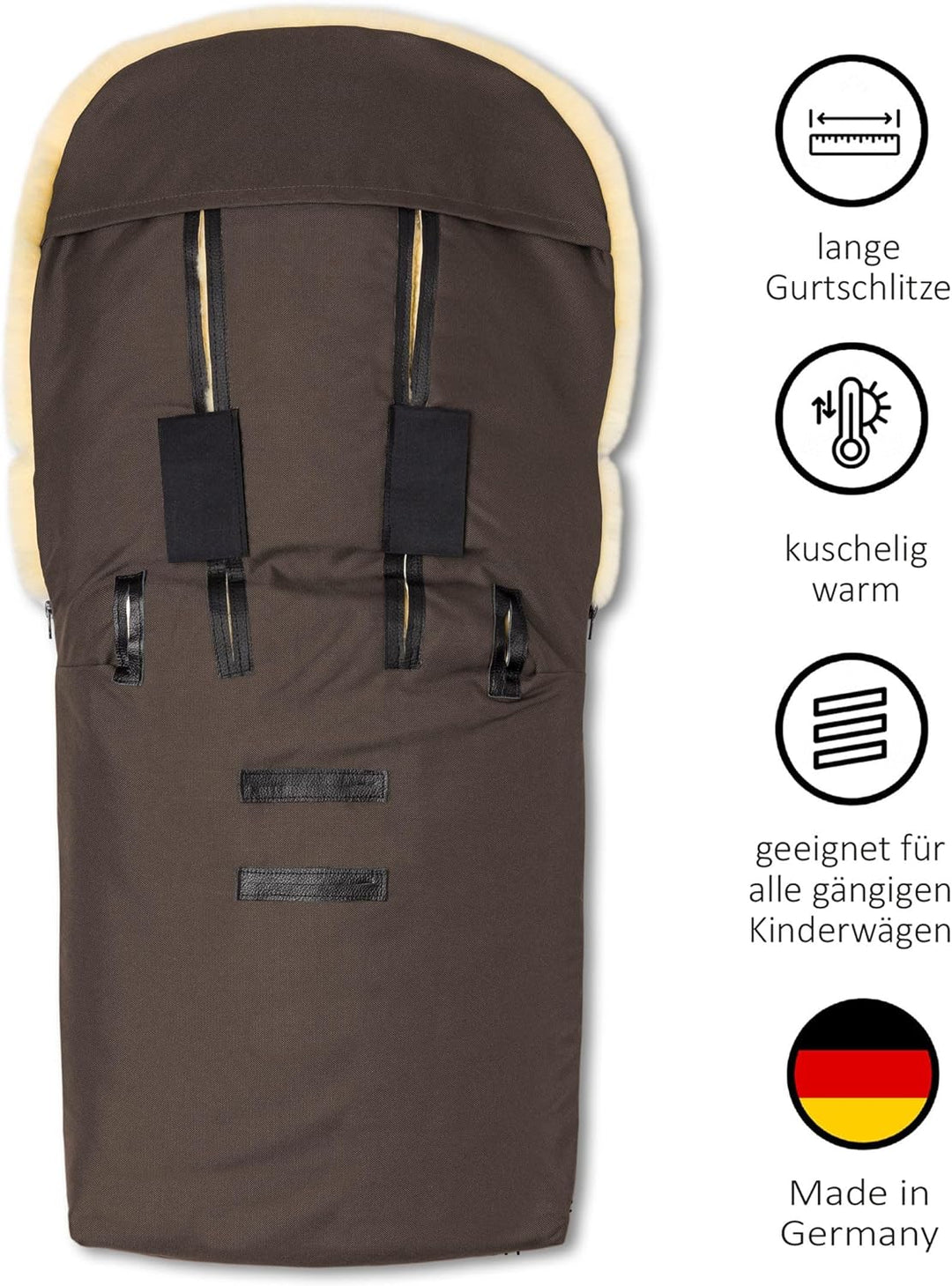 Hofbrucker Lammfell-Fusssack Putzi Kinderwagen, Buggy/Winterfusssack wind- & wasserabweisend/Warmer