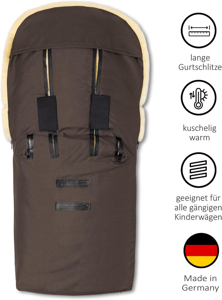 Hofbrucker Lammfell-Fusssack Putzi Kinderwagen, Buggy/Winterfusssack wind- & wasserabweisend/Warmer