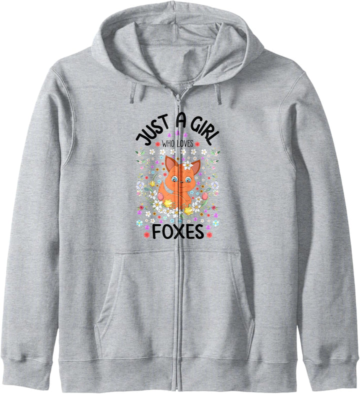 Just a Girl Who Loves Foxes Funny Fox Lover Floral Gift Kapuzenjacke