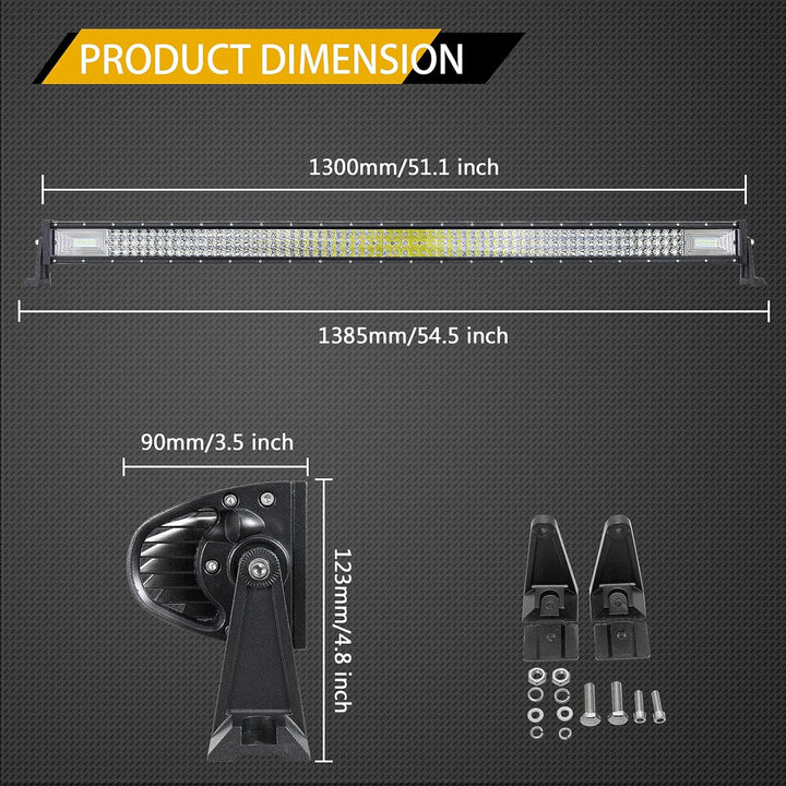 AUXTINGS 132 cm 52 Zoll 675W Dreireihige LED-LICHTLEISTE Spot Fahren Nebelscheinwerfer Flutlicht Spo
