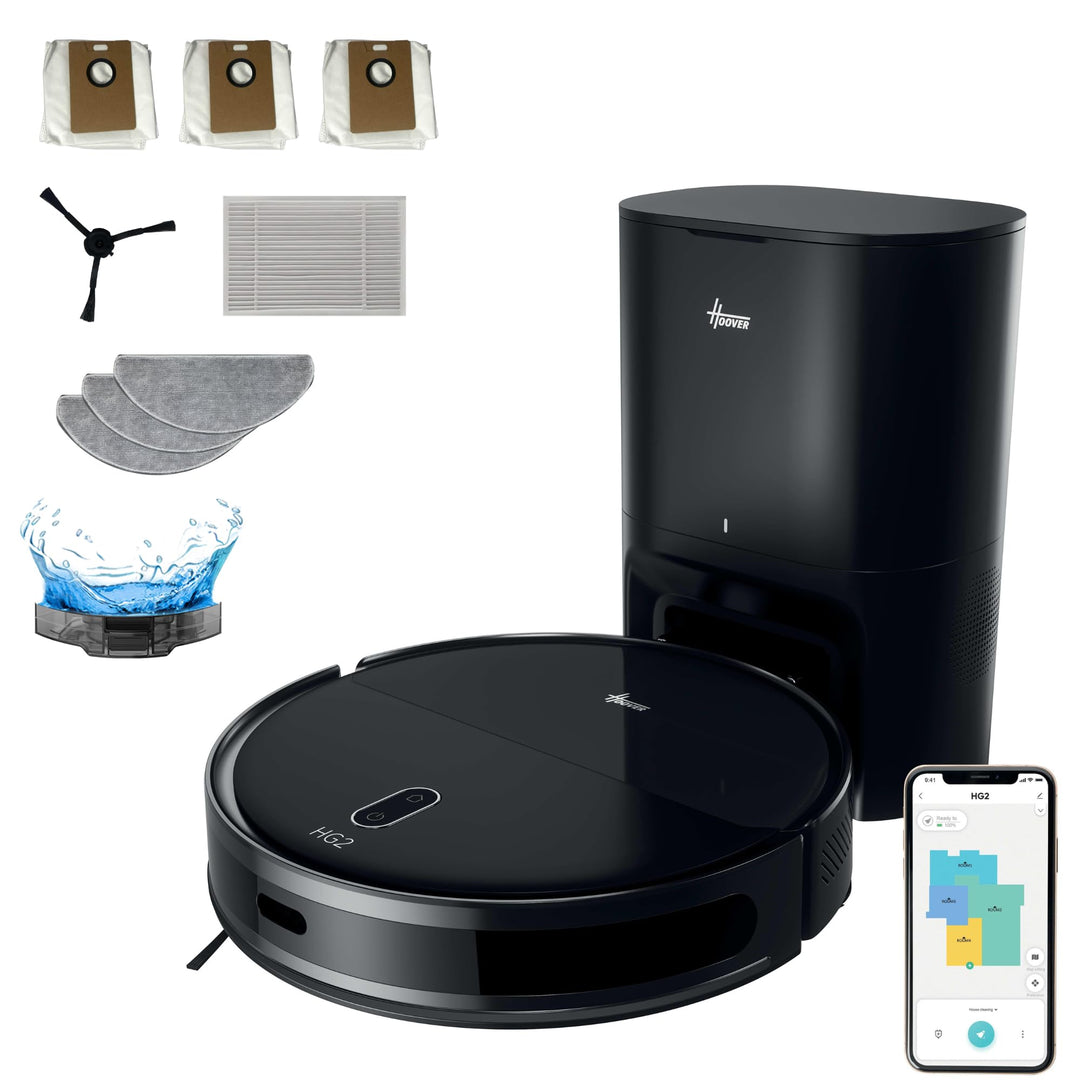 Hoover HG2 Hydro Pro Saug- und Wischroboter - ultraflach, 5000Pa Starke Saugleistung, Reinigung unte