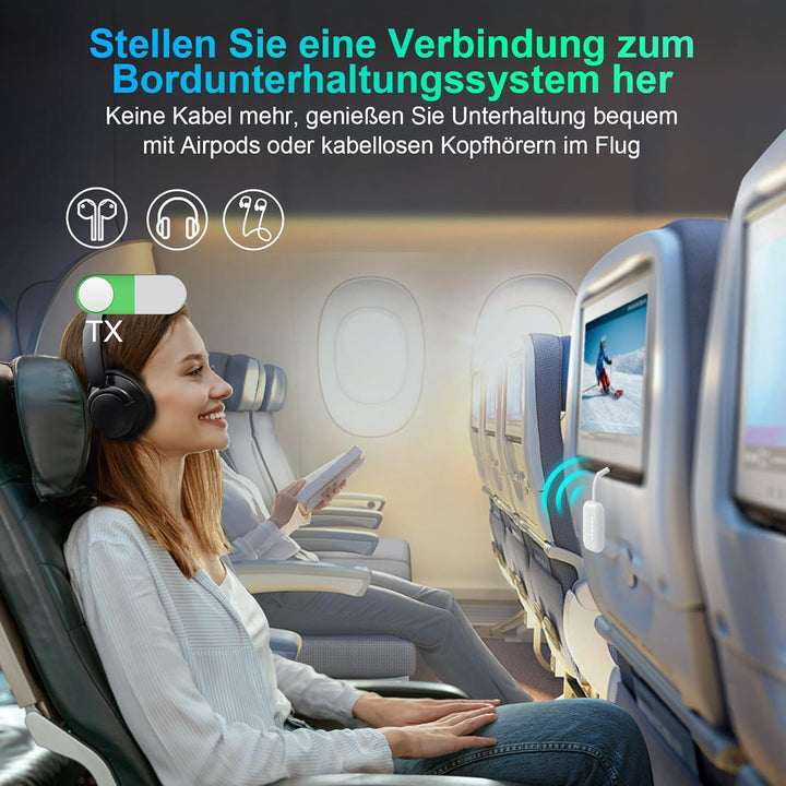 SONRU Bluetooth Transmitter 5.3 Airfly Adapter Flugzeug Gadgets, 2 in 1 Bluetooth Sender Empfänger A
