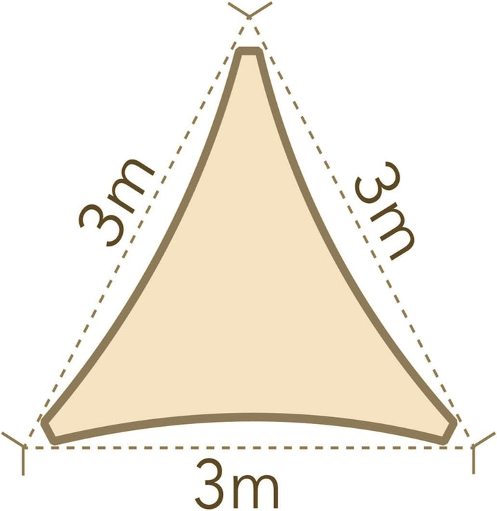 anndora Sonnensegel luftdurchlässig 3 x 3 x 3 m - Farbe Creme - Dreieck - Material HDPE Dreieck - Cr