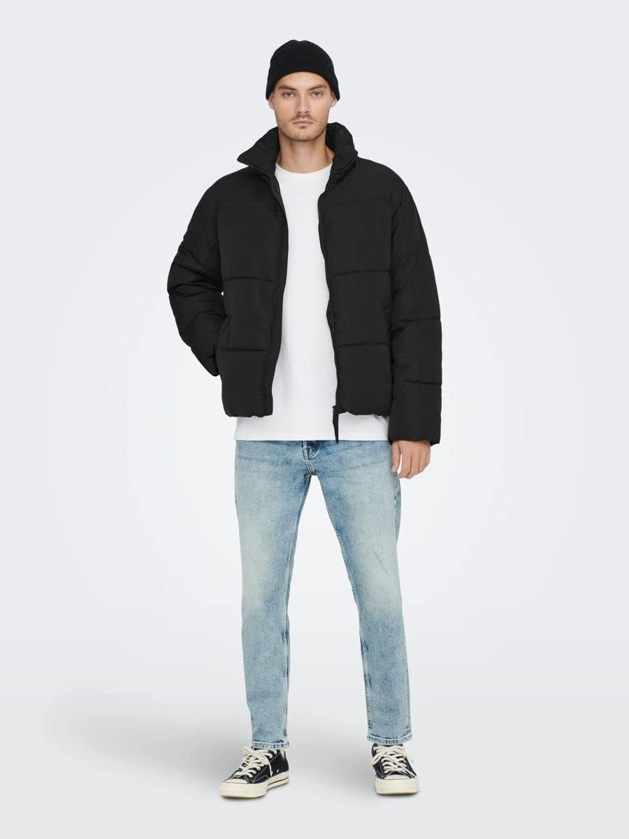 ONLY & SONS Herren Onseverett Puffer Jacket OTW Jacke M Schwarz, M Schwarz