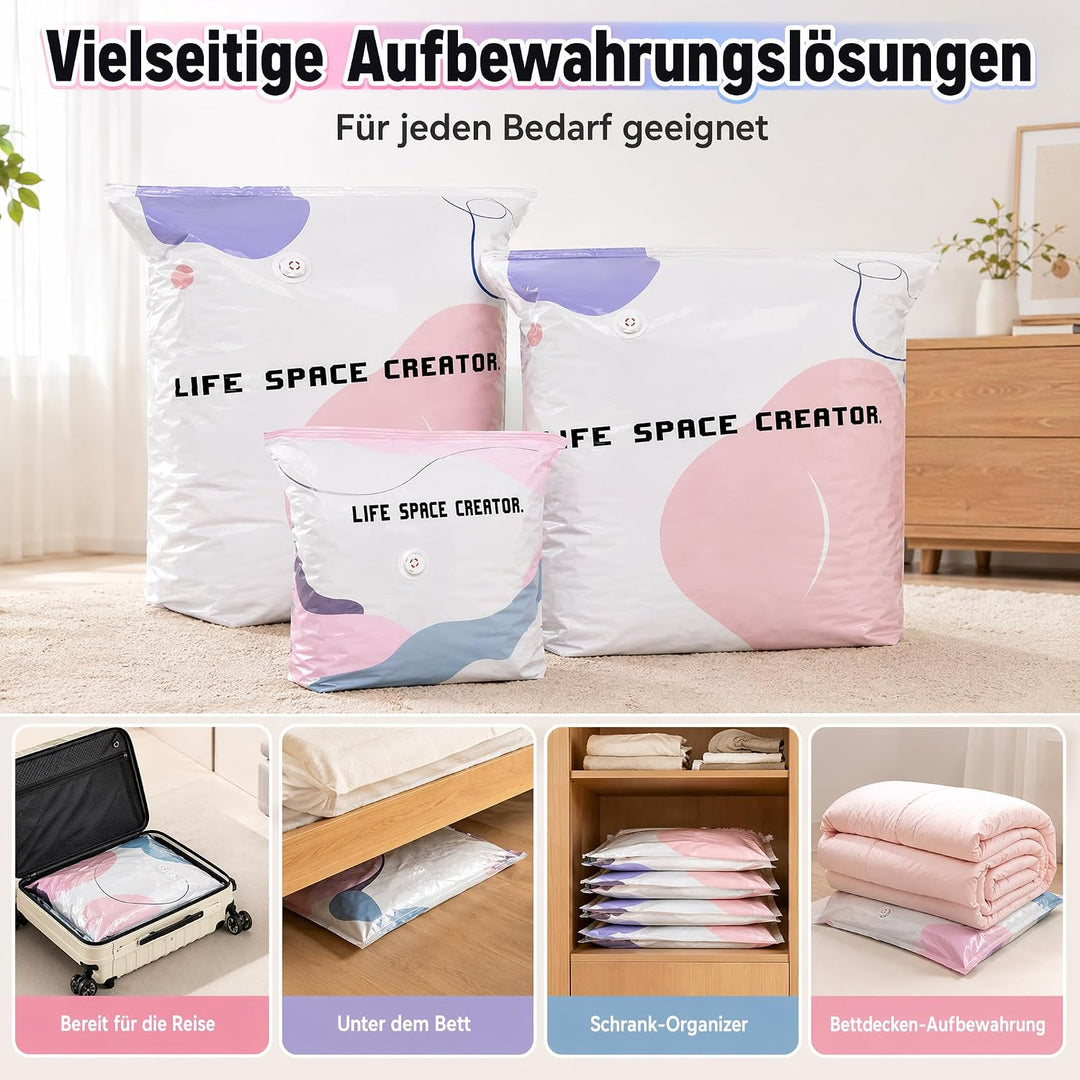4 Stück Vakuumbeutel Ohne Pumpe, No‑Pump Vacuum Large Storage Bags