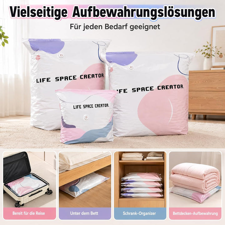 4 Stück Vakuumbeutel Ohne Pumpe, No‑Pump Vacuum Large Storage Bags