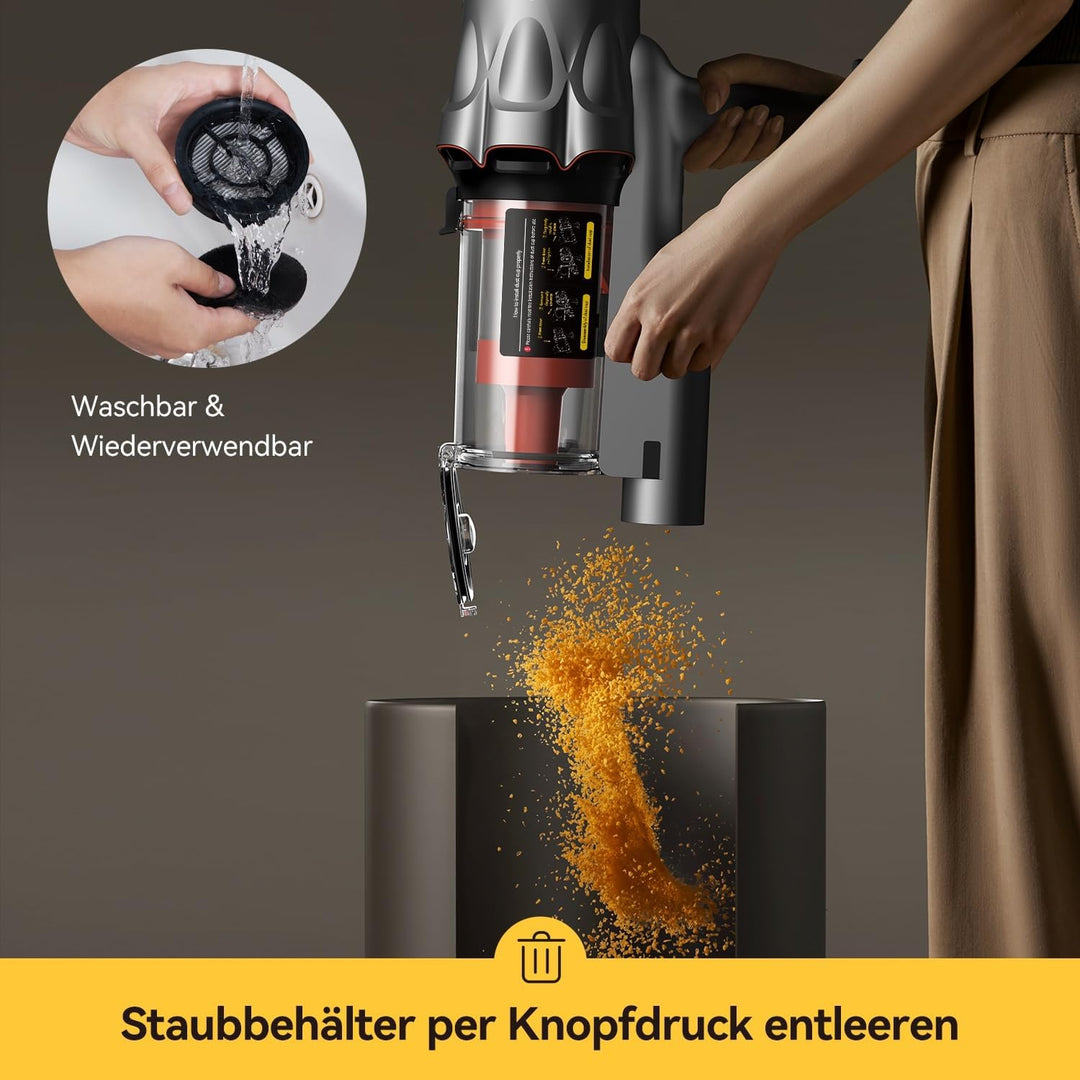 Deerma DEM-T30W Kabelloser Staubsauger 2-in-1 mit Stauberkennung, 240W Motor, 23kPa Saugkraft, HEPA-