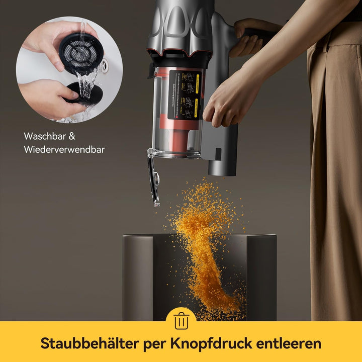 Deerma DEM-T30W Kabelloser Staubsauger 2-in-1 mit Stauberkennung, 240W Motor, 23kPa Saugkraft, HEPA-