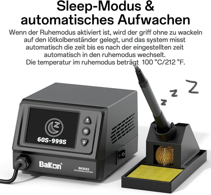 BAKON 968S Lötkolben-Set, digitale Lötstation mit Schlafmodus, schnelle Aufheizung, °C/ºF-Umrechnung