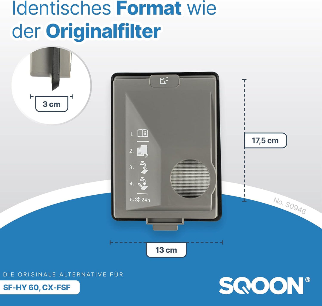 SQOON® Staubsaugerfilter für Miele, Ersatzfilter, Zubehör für Miele Filter, Miele Boost CX1 Filter,