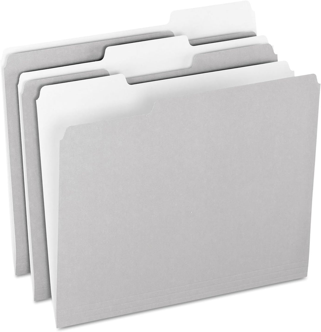 Pendaflex Zweifarbige Aktenordner, Briefgrösse, 1/3 Schnitt, grau, 100 Stück pro Box (152 1/3 Gra),