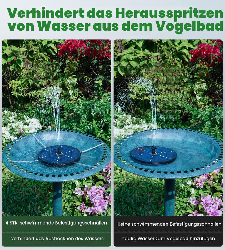 SZMP Solar Springbrunnen für aussen, 2026 Neu 4W 4000mAh Akku - 30 Bunten Lichter - Solarbrunnen Tei