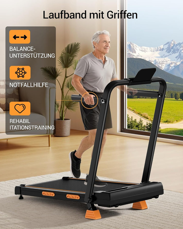Walking Pad Klappbar mit Steigung 10KM/H, 16% Laufband für Zuhause Klappbar mit Steigung, LED Anzeig