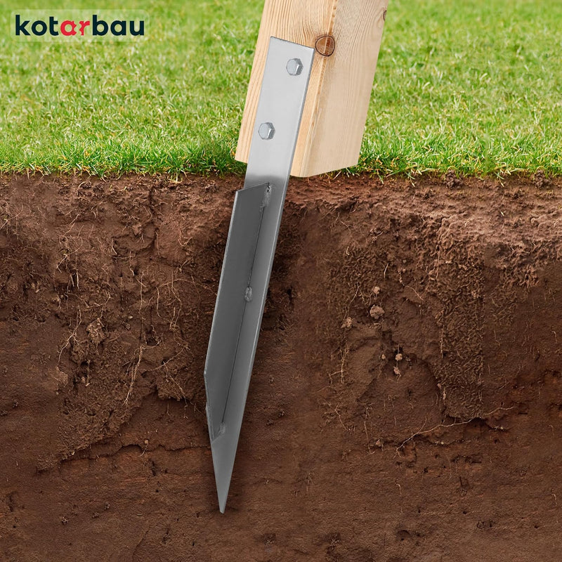 KOTARBAU® Universal Einschlaghülse Bodenanker für Schaukel 4 Stk. + 8 Schrauben 44,5 x 4cm Blech feu