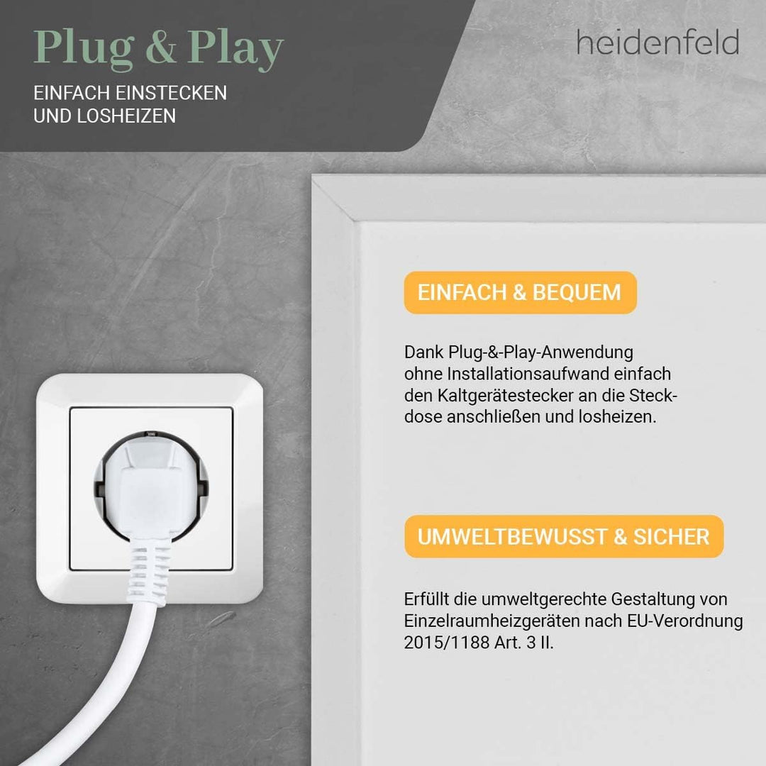 Heidenfeld Infrarotheizung HF-HP106-3 | 𝟭𝟬 𝐉𝐀𝐇𝐑𝐄 𝐆𝐀𝐑𝐀𝐍𝐓𝐈𝐄 - 300 Watt - 3-8 m² - Infrarot Heizkörper