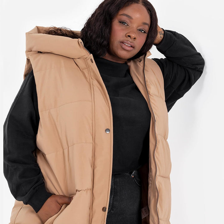 Lovedrobe Women's Gilet Ladies Hooded Body Warmer Sleeveless Jacket Quilted Winter Coat Padded Longl
