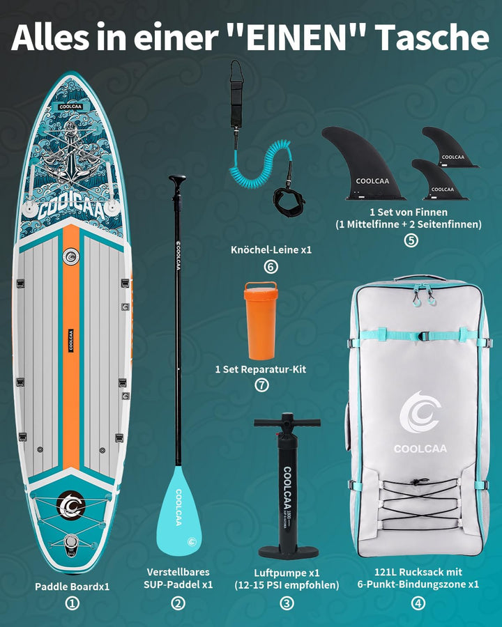 COOLCAA SUP Board, 355cm (Extra Gross) Stand Up Paddling Board, Aufblasbares Stand-Up Paddle Board m
