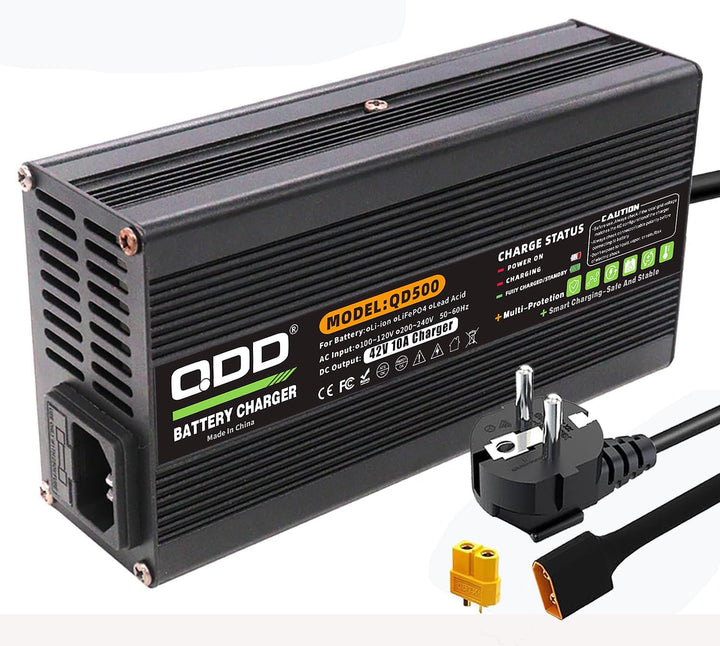 QDD 42 V 10 A Lithium-Batterieladegerät für 36 V 37 V 10 S Li-Ionen-Lipo-Akkupack-Kühlung mit XT60-S