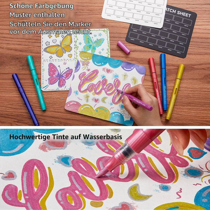 Shuttle Art 24 Metallic Acrylstifte für Steine wasserfest, Steine bemalen Stifte Set mit automatisch