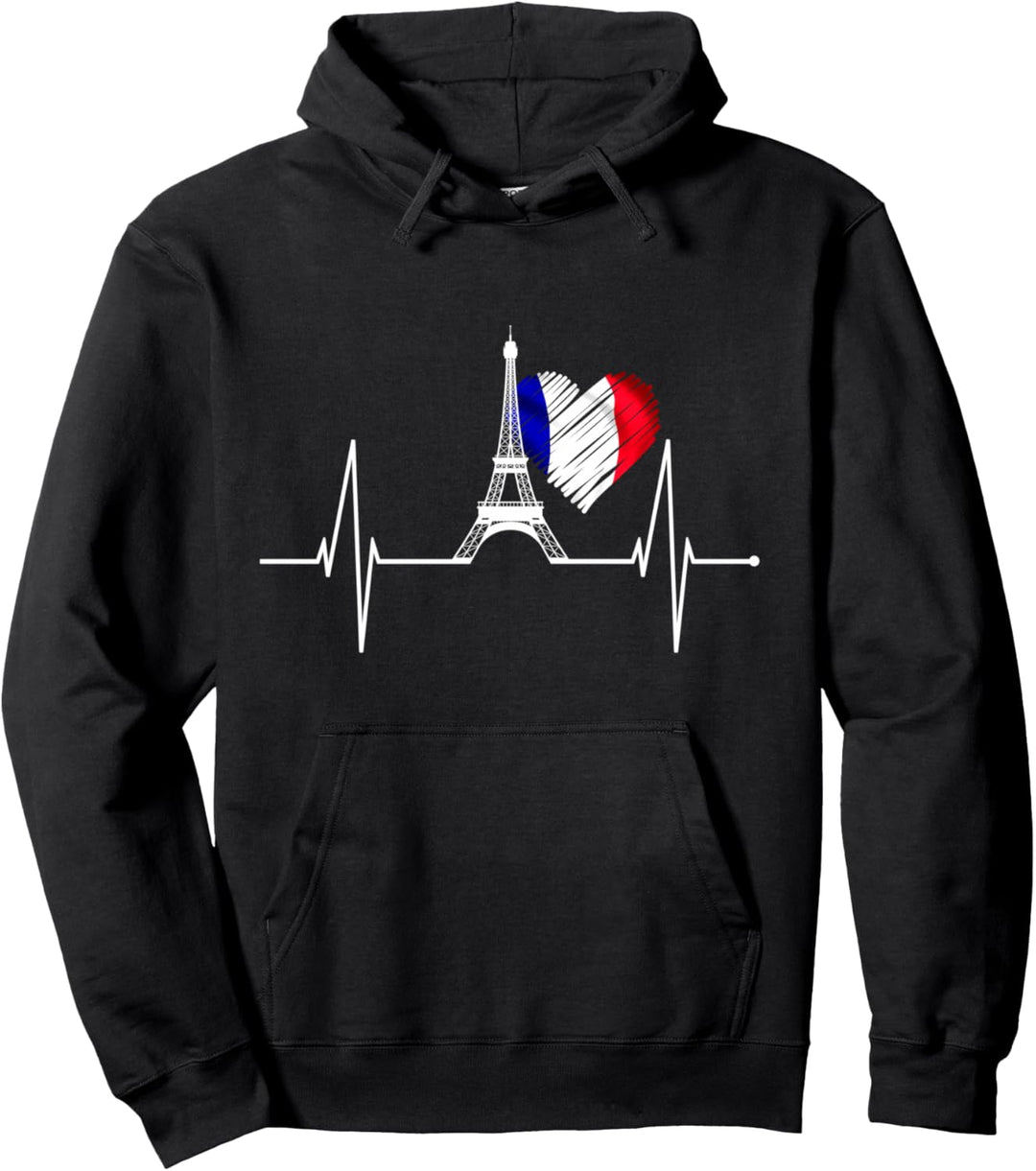 Paris Skyline Herzschlag Eiffelturm Frankreich Liebe Paris Pullover Hoodie