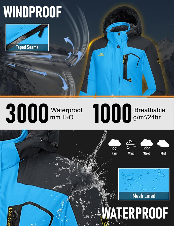 MAGCOMSEN Winterjacke Damen Softshell Funktionsjacke Wasserabweisende Outdoor Ski Jacke Fleece Windd